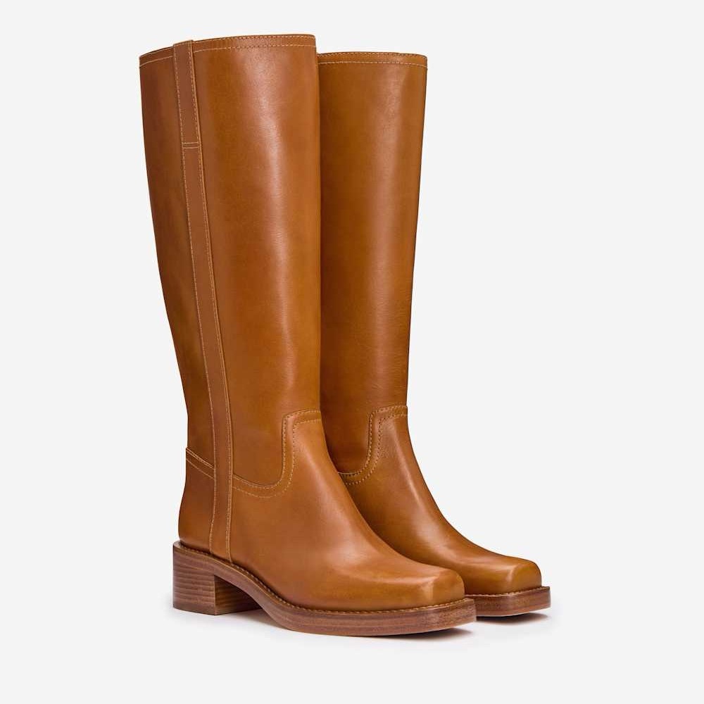 Reformation Frances Knee High Boot Whiskey Leather